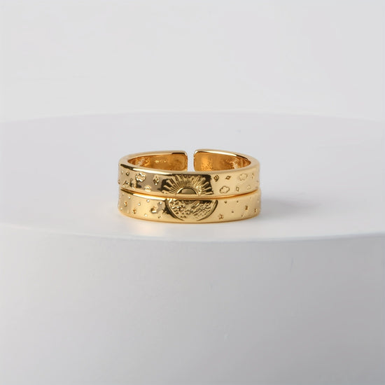 Twisted Rope Ring Minimalist Couple Sun Moon Ring