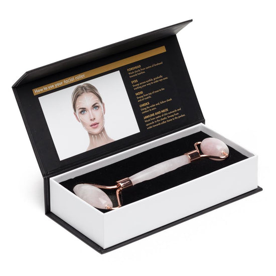 Rose Quartz Facial Roller – Dual-Ended Face Massager for Skin Lifting & Glow